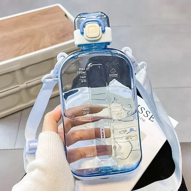 Gourde Plate de Voyage Élégante avec Sangle - 600ml