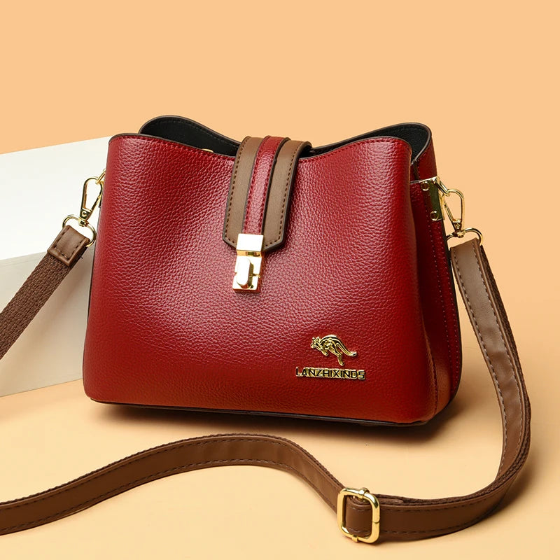 Marianne - Sac bandoulière bicolore en cuir véritable