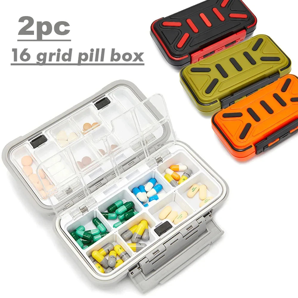 Lot de 2 Piluliers à 16 Compatiments Réglables