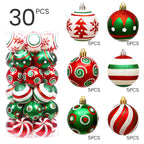 Lot de 30 Boules à Sapin de Noël aux couleurs traditionnelles - 60mm