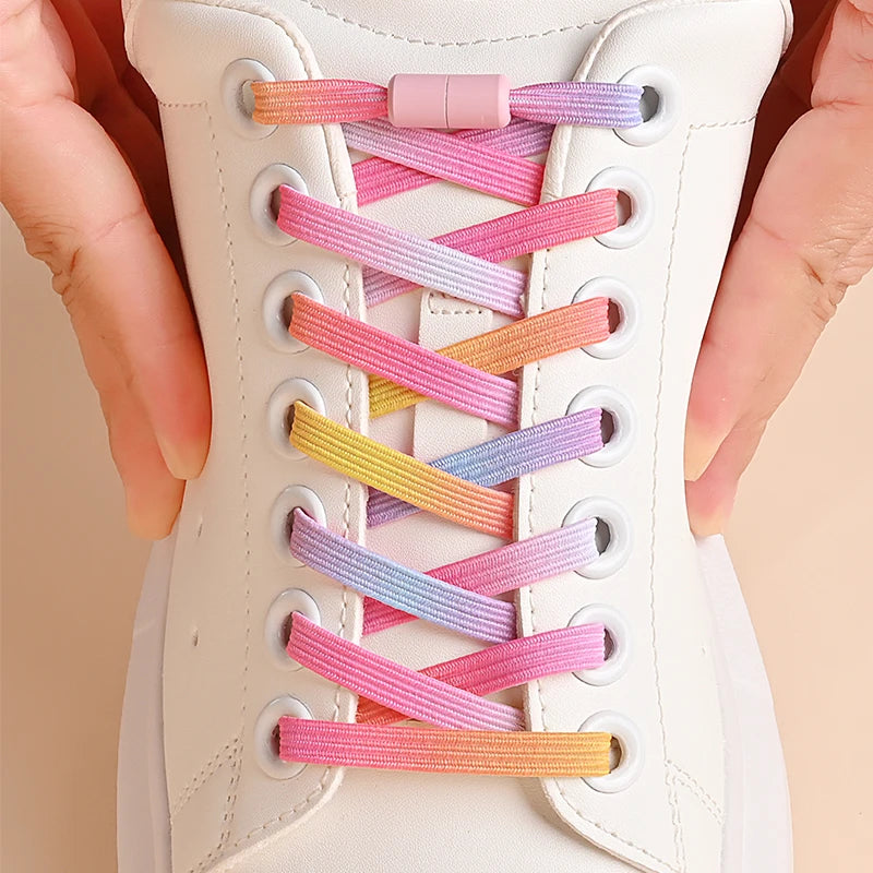 Lacets de chaussures élastiques sans laçage à paillettes