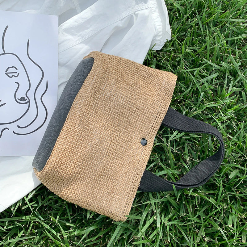 Mini Sac Fourre-tout d'été en Paille
