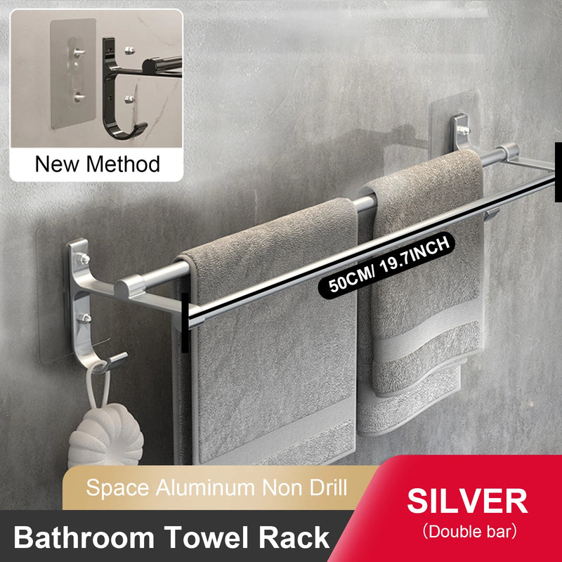 Porte-Serviettes Mural Double Barre Sans Perçage