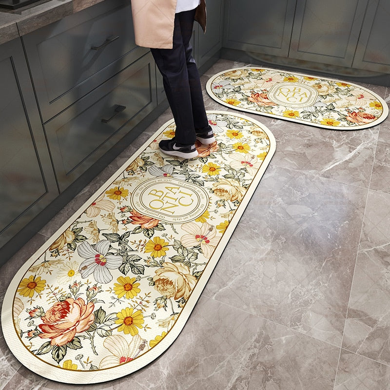 BOTANIC - Tapis de cuisine floral antidérapant