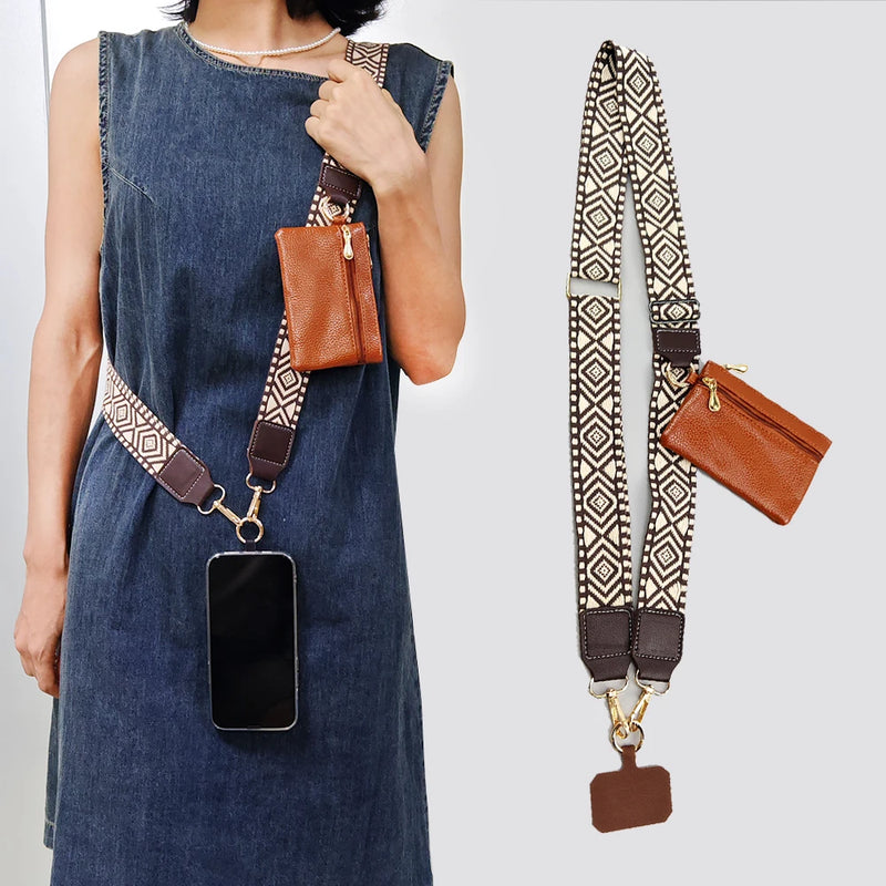 Bandoulière Téléphone Réglable avec Pochette Pratique