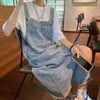 Robe Salopette en Jean Longue avec Poche Avant