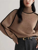 Pulls à col roulé surpiqué noir pour femme