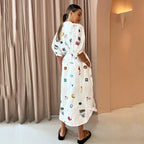 Robe Chemise imprimée à lacet pour femme