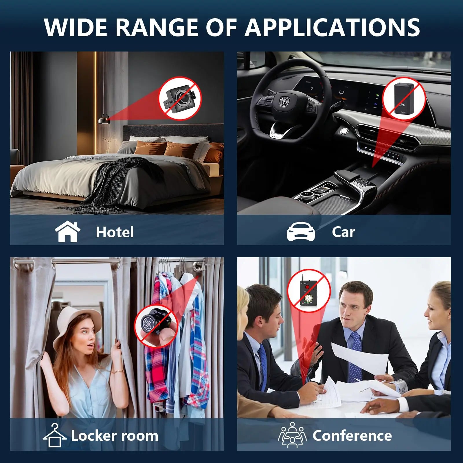 Détecteur de Caméras Cachées 6-en-1 – Scanner RF, Détecteur GPS et Dispositifs d'Écoute pour la Protection de la Vie Privée