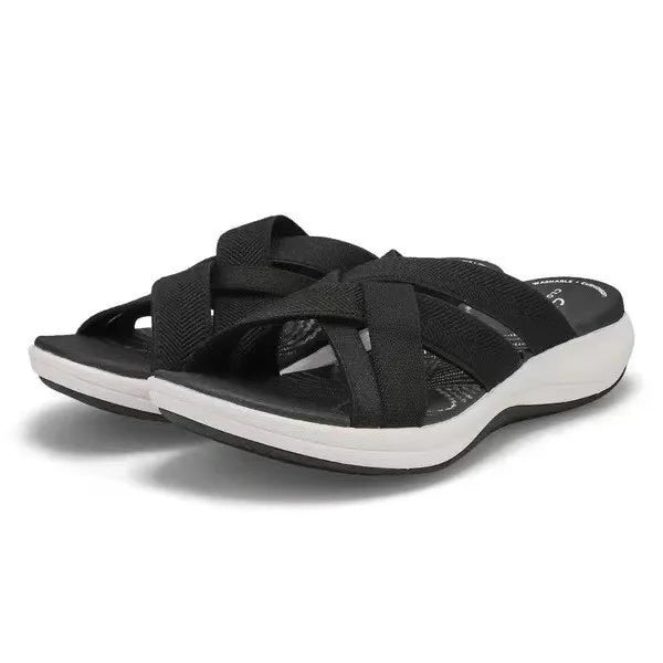 Sandales Mules Femme à Brides Croisées – Semelle Confort Nuage pour Plage et Été