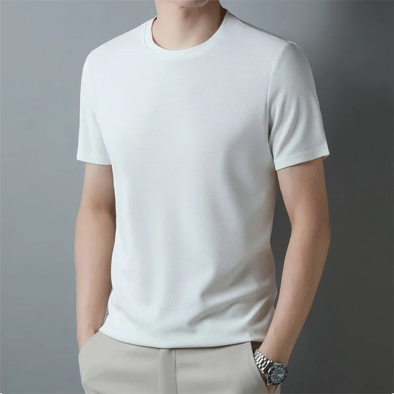 Men's Breathable Waffle Knit Crew Neck T-Shirt