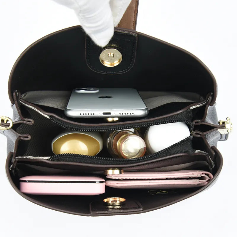 Marianne - Sac bandoulière bicolore en cuir véritable