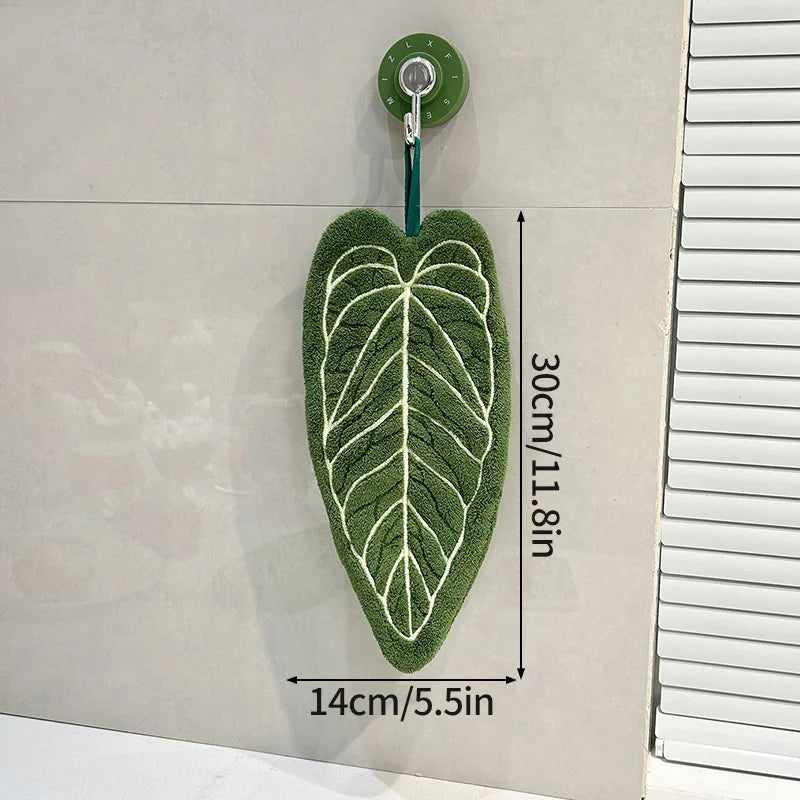 Leafy - Serviette à Main en Microfibre Absorbante en forme de Feuille