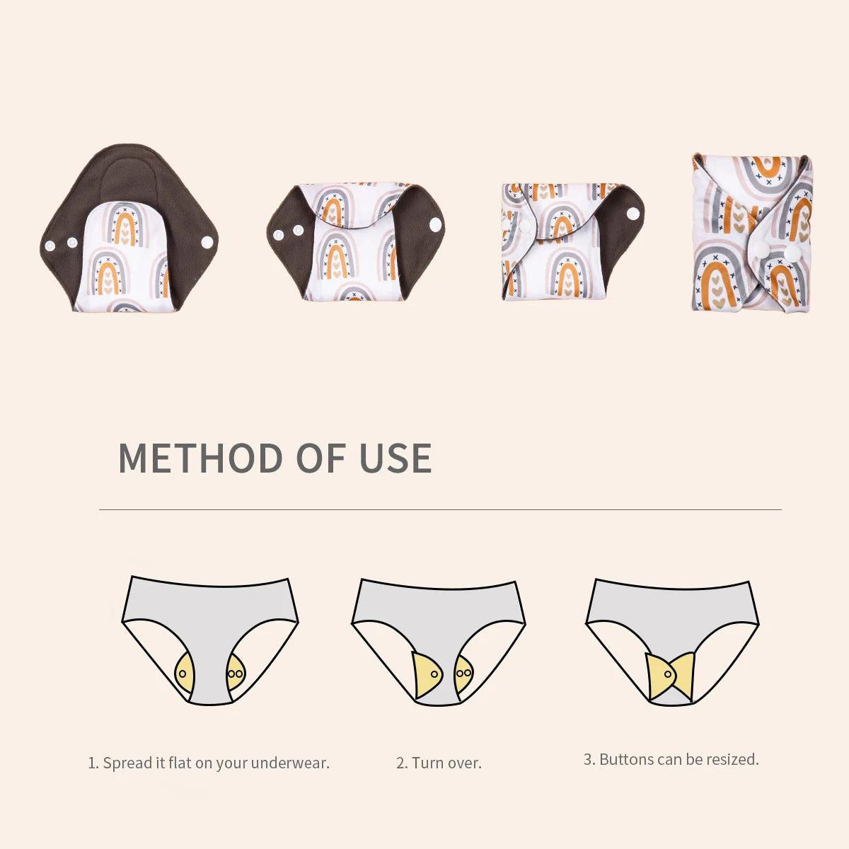 Serviette hygiénique - lavable et réutilisable - PACK DE 10