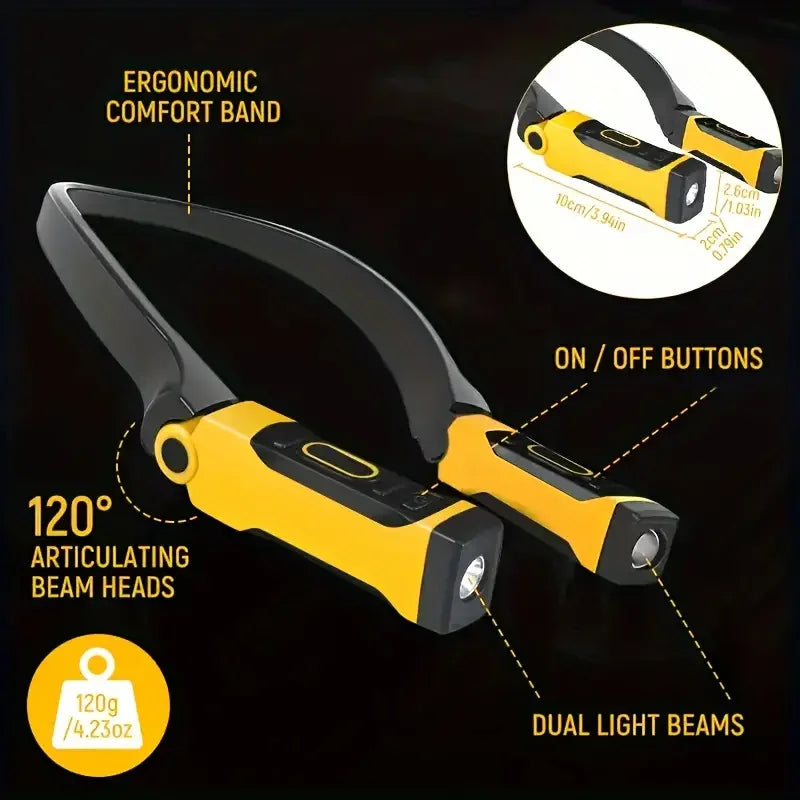 Lampe de Cou LED Rechargeable – 2 Modes pour Bricolage, Lecture et Sport