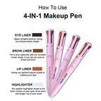 Stylo à maquillage 4 en 1 : sourcils, eye liner, lèvres et highlighter - 1 OFFERT