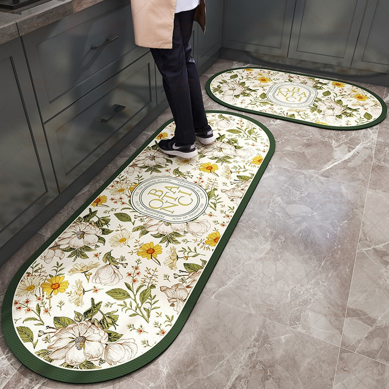 BOTANIC - Tapis de cuisine floral antidérapant