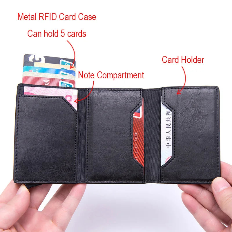 Mini porte-monnaie Cuir PU Anti-RFDI - Pop-UP automatique pour cartes