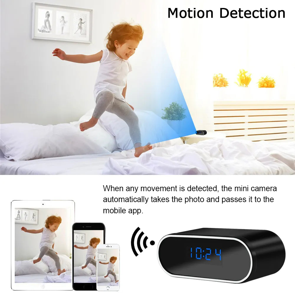 Réveil Connecté Espion pour Maison WIFI DVR Full HD 1080P