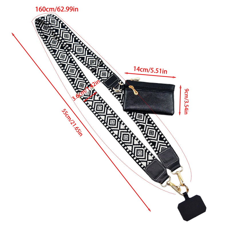 Bandoulière Téléphone Réglable avec Pochette Pratique