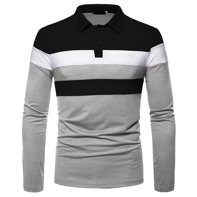 Polo Casual Chic à manches longues tricolore
