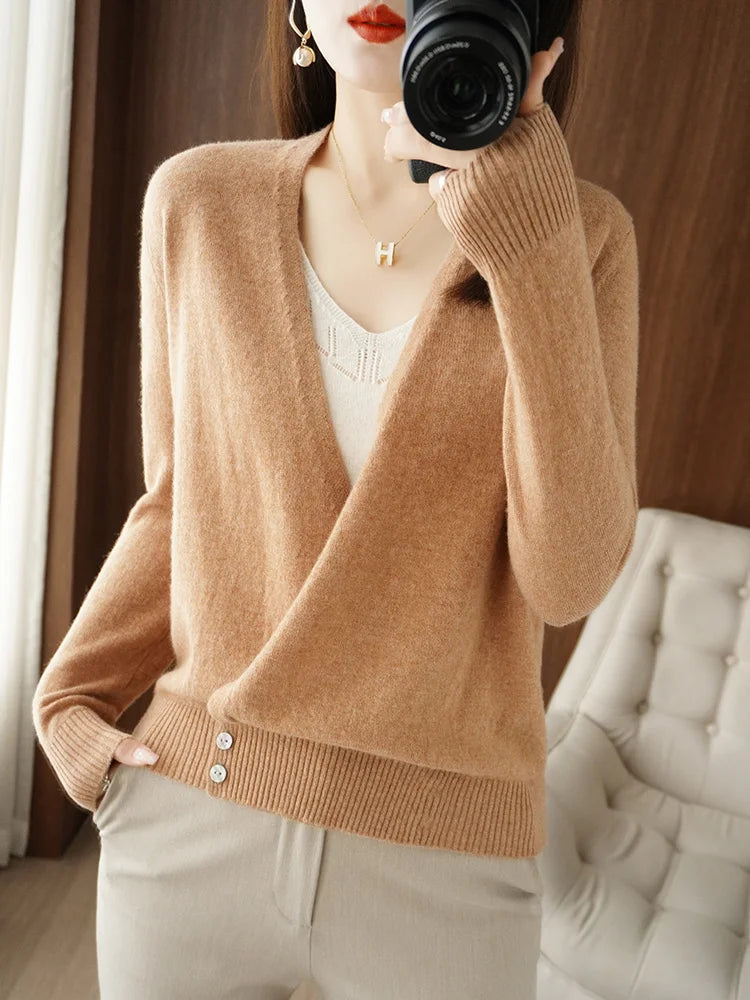 Cardigan Cache-coeur en laine mélangée