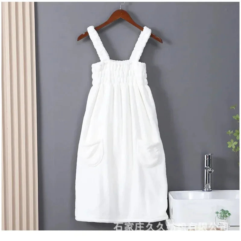 Cozy Bath - Robe Serviette de Bain à Poches & Bretelles