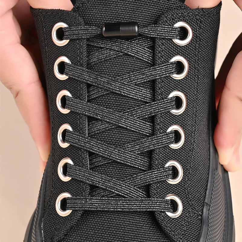 Lacets de chaussures élastiques sans laçage à paillettes