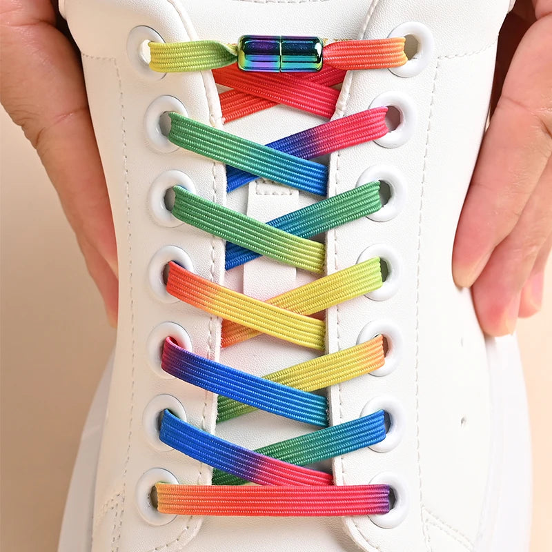 Lacets de chaussures élastiques sans laçage à paillettes