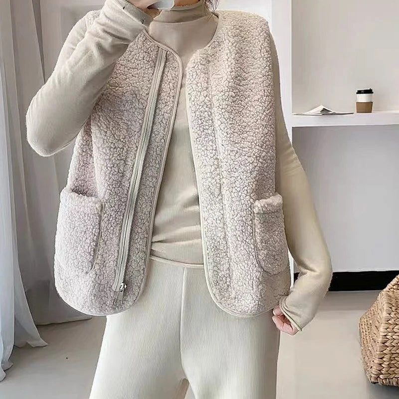 Gilet En Molleton Polaire Doux Sans Manche