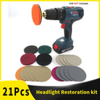 Kit de Restauration Polissage de Phares pour Perceuse Électrique - KIT 21PCS