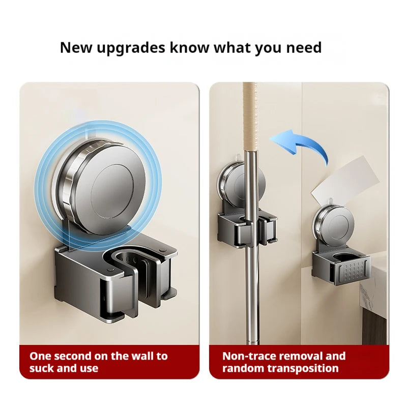 2x Support Balai & Vadrouille Mural – Fixation Ventouse