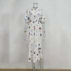 Robe Chemise imprimée à lacet pour femme