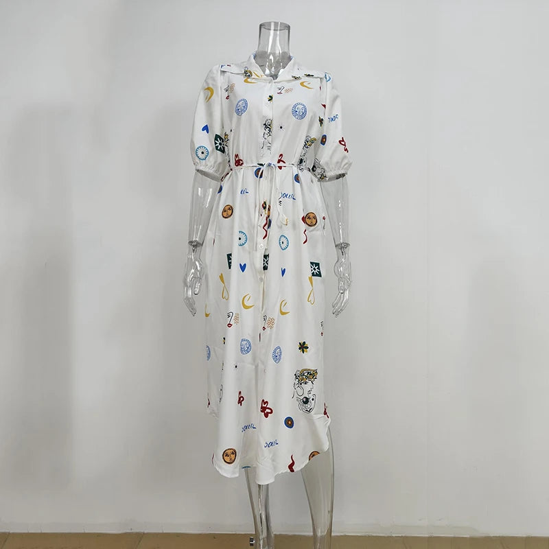 Robe Chemise imprimée à lacet pour femme