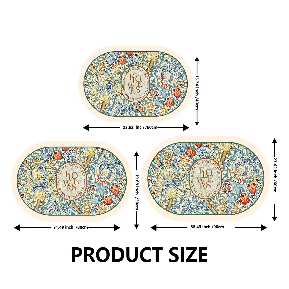 Tapis de Bain Antidérapant à Séchage Ultra-Rapide - Design Floral Élégant