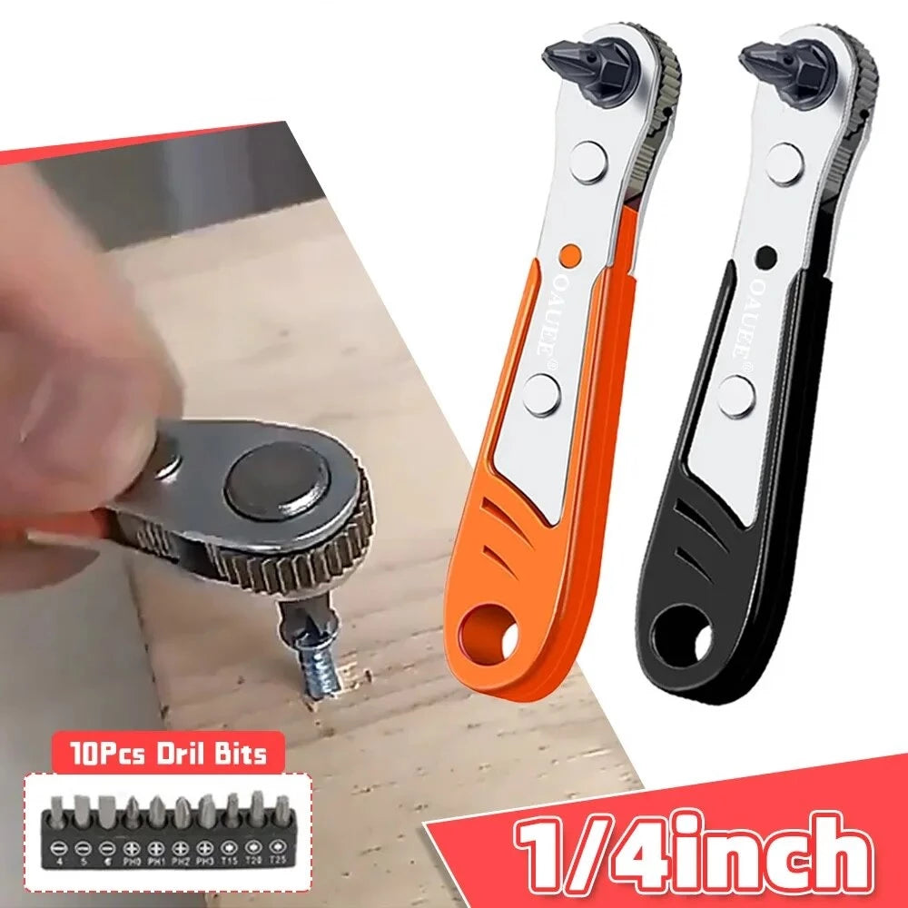 Mini Clé à ciquet multifonctionnelle + 10 embouts  tournevis OFFERTS