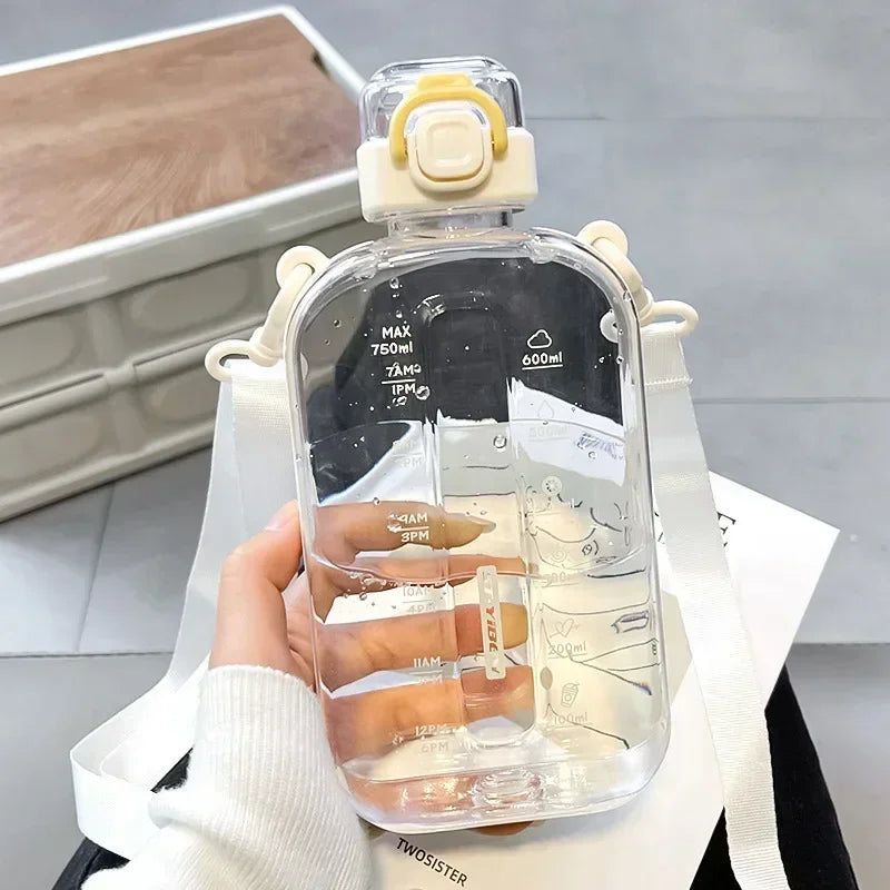 Gourde Plate de Voyage Élégante avec Sangle - 600ml
