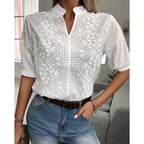 Chemisier Chic en dentelle à manches bouffantes