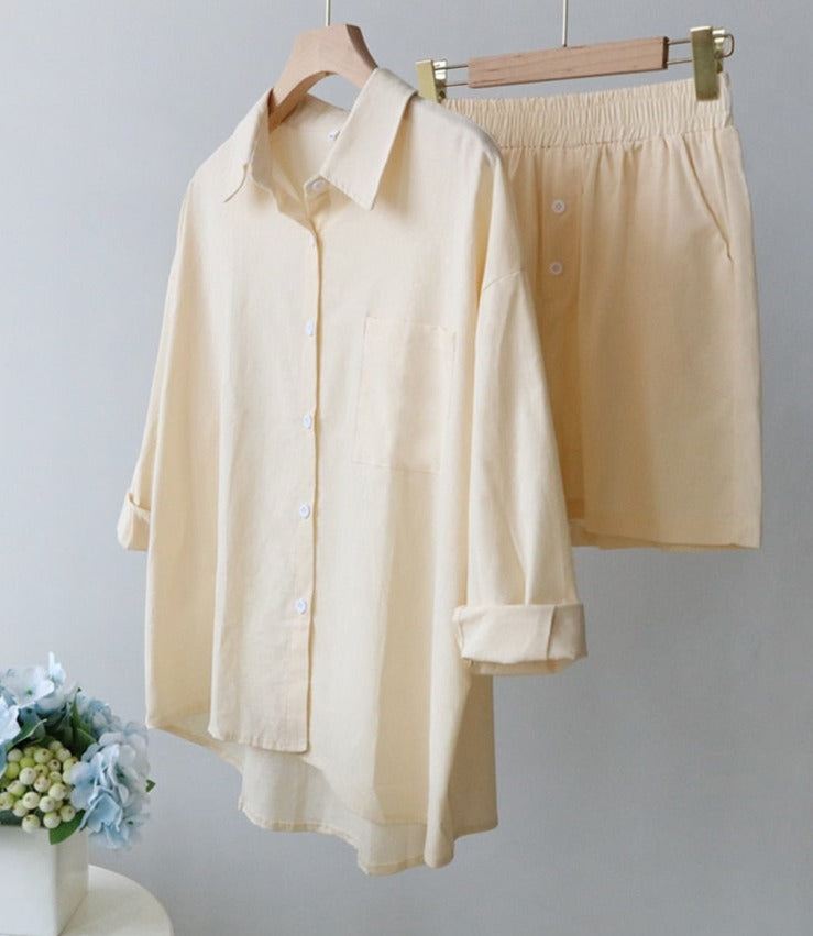 Ensemble 2PCS chemise & short - Coton et Lin