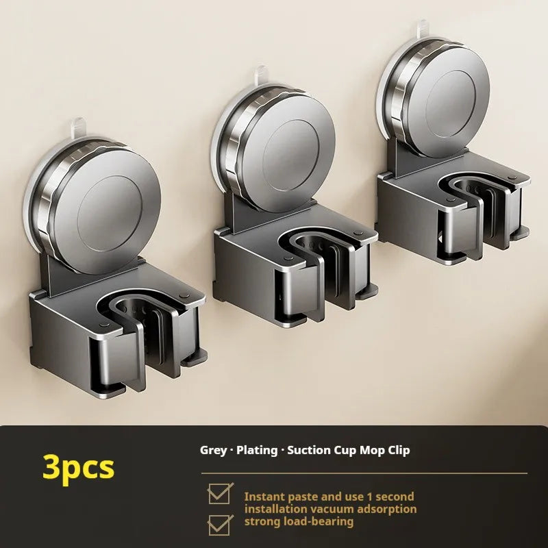 2x Support Balai & Vadrouille Mural – Fixation Ventouse