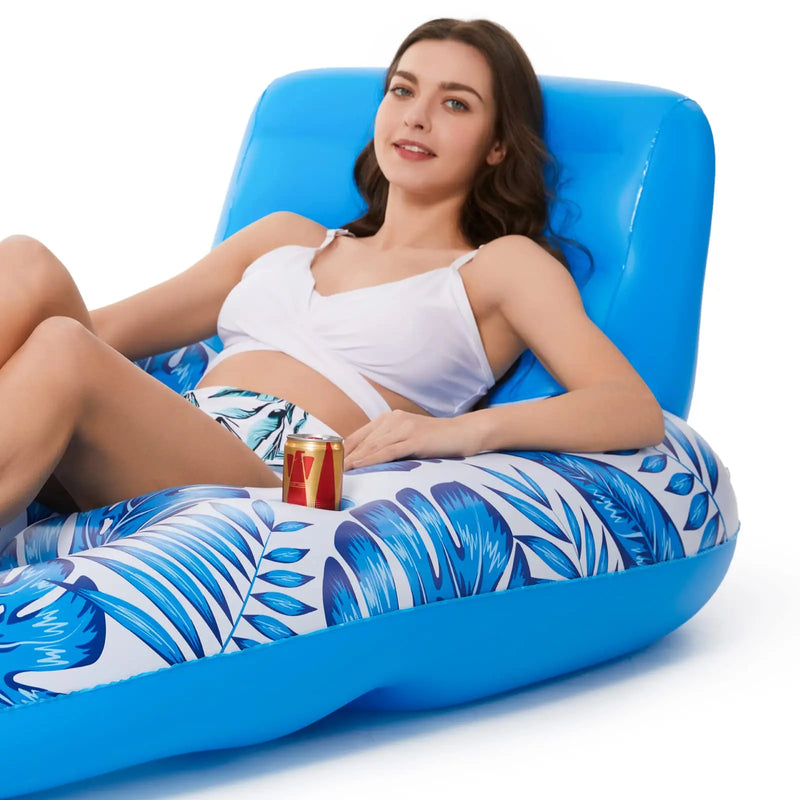 Matelas de Piscine Gonflable avec Dossier & Porte-Gobelets