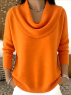 Pull Femme en Tricot à Col Bénitier & Manches Longues 12 Couleurs Unie - Idéal Automne/Hiver