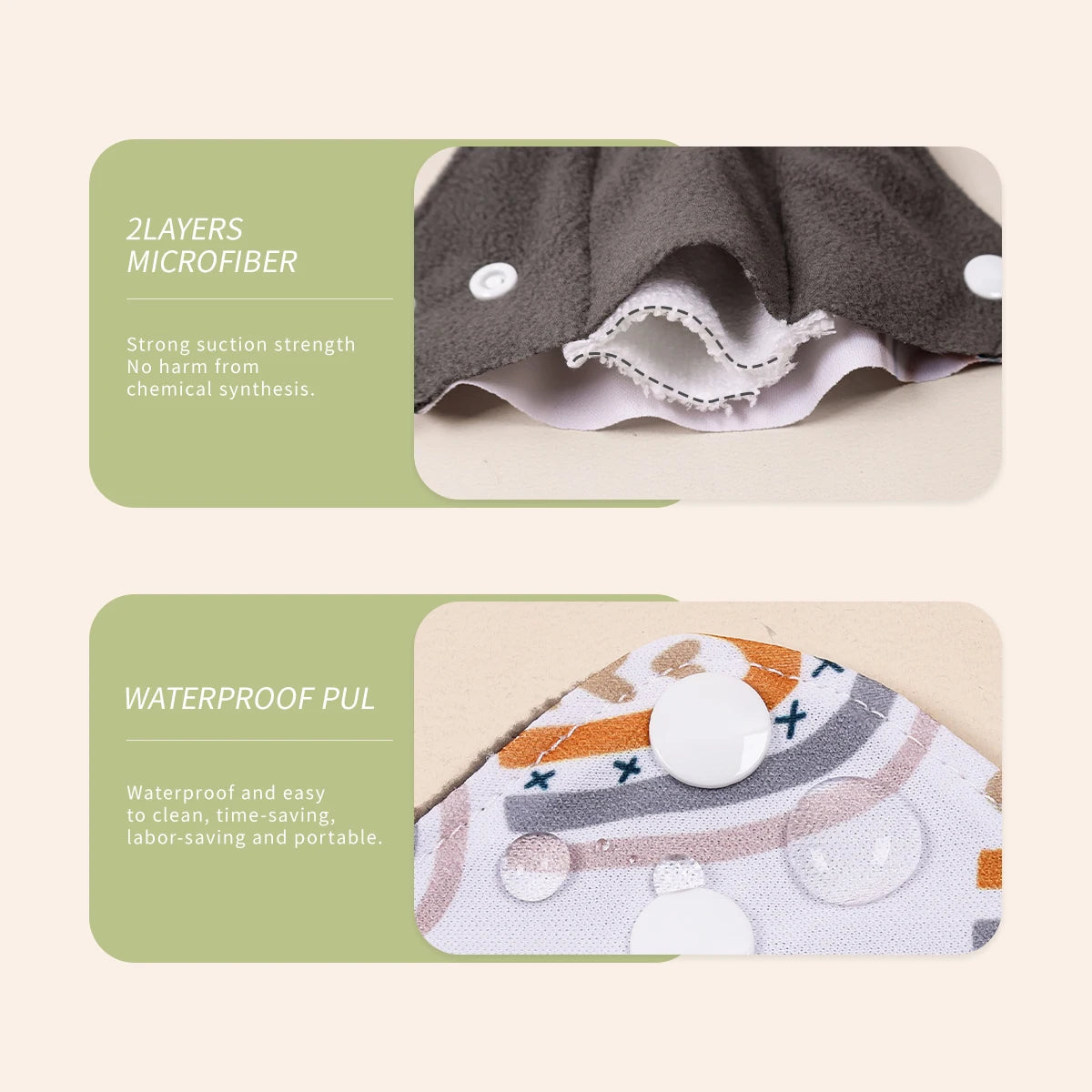 Serviette hygiénique - lavable et réutilisable - PACK DE 10