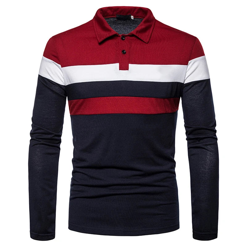 Polo Casual Chic à manches longues tricolore