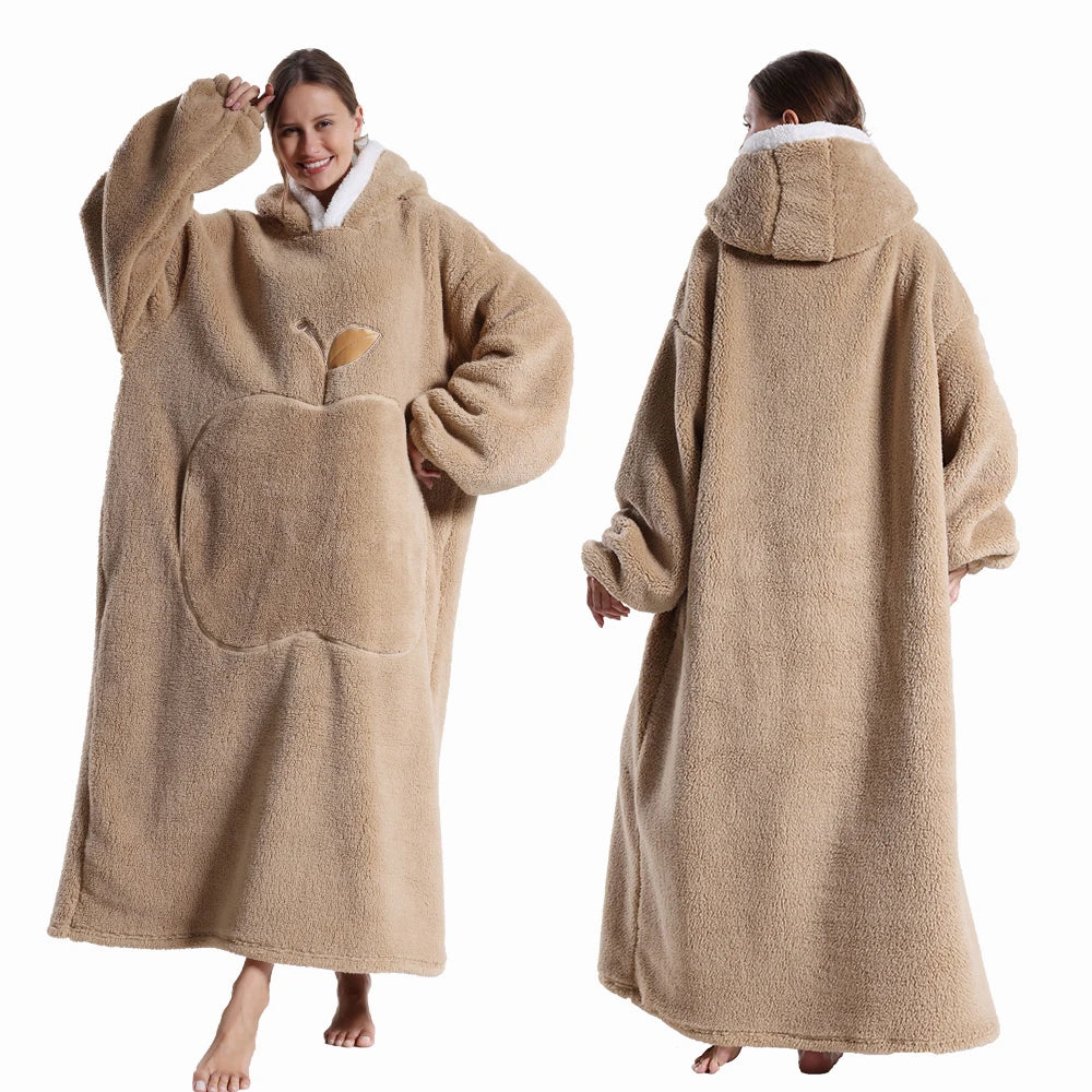 Sudadera de Manta Cálida y Larga con Capucha