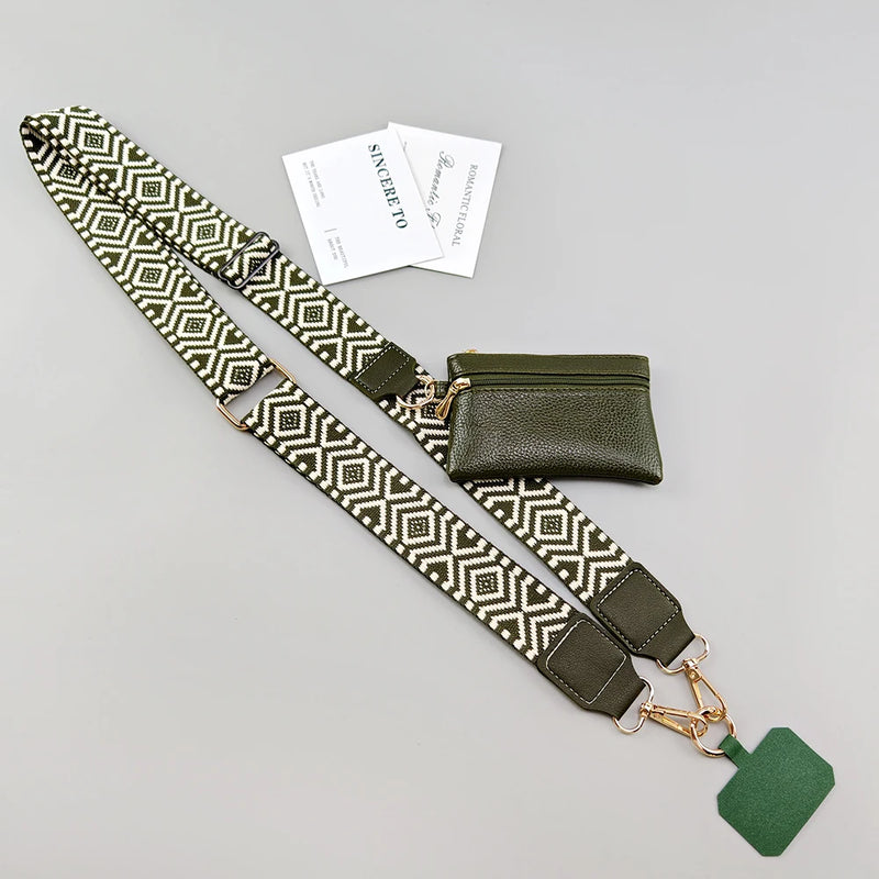 Bandoulière Téléphone Réglable avec Pochette Pratique