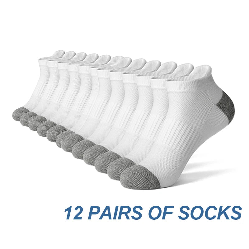 Lot de 12 Socquettes en Coton Respirant Mixte