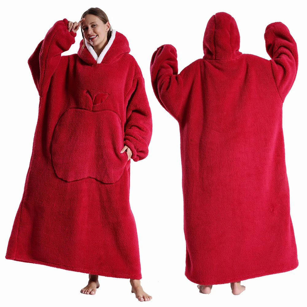 Sudadera de Manta Cálida y Larga con Capucha