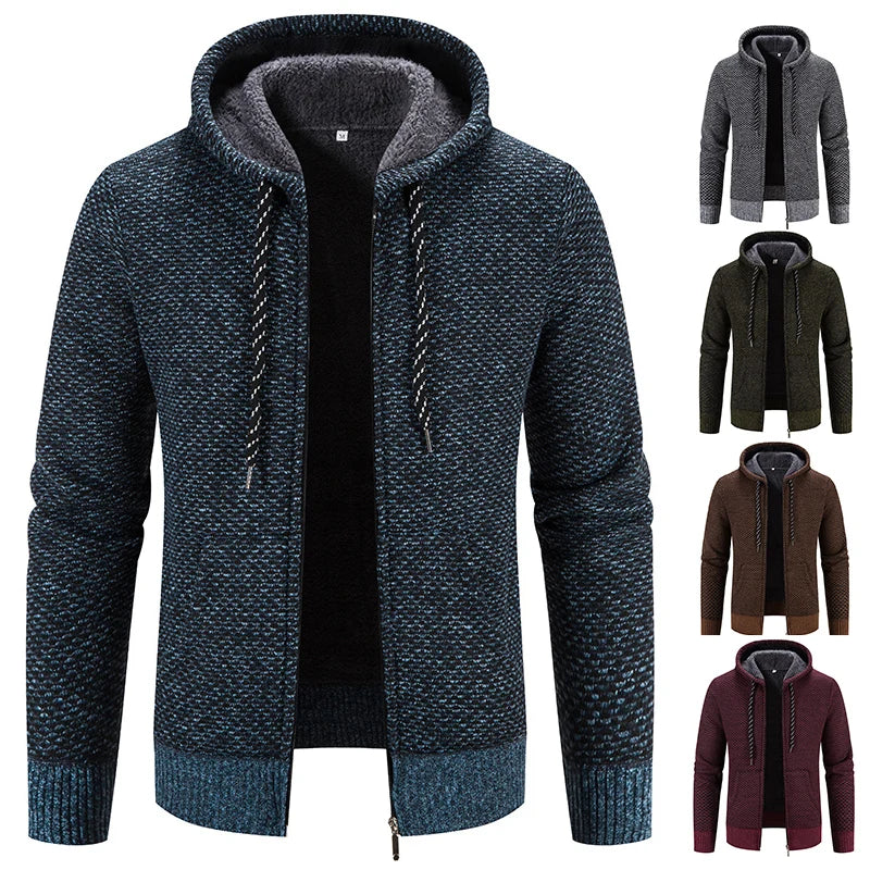 Cardigan à capuche epais avec fermeture Zip