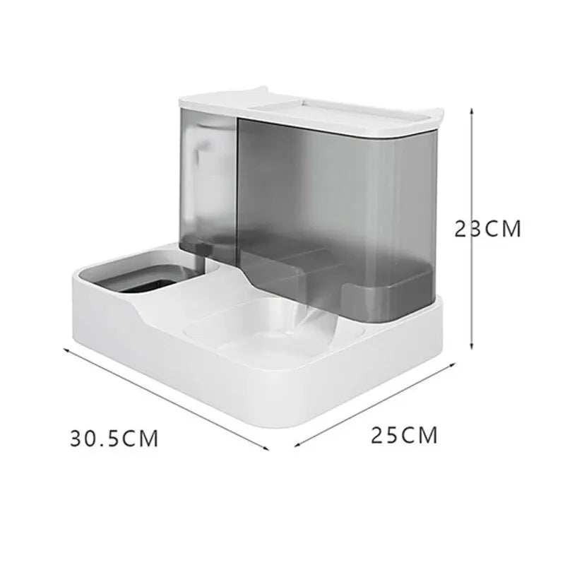Distributeur automatique d'eau et de croquettes 2 en 1 pour animaux